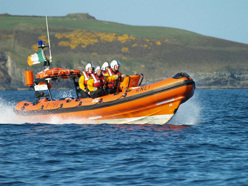 KG230219 RNLI Kinsale lifeboat old gunrange in background